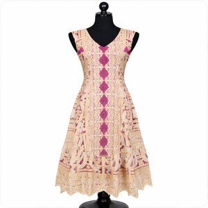 Anthropologie Moulinette Soeurs Versailles Lace Fit & Flare Dress 0P Blue Floral